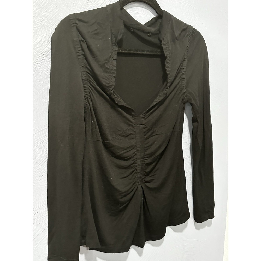 Y2K Ruched Goth Top Whimsigoth Blouse Women's Small Black